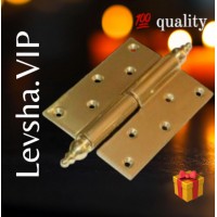 Петля элитная историческая LEVSHA П-300-C-L стальная облицованная латунью левая